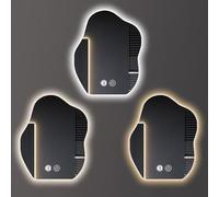 LED Miroir de Salle de Bain Mural avec Induction Humaine, Miroir de Maquillage Irrégulier, 3 en 1 Éclairage et Luminosité Variable (6000K-4000K-3000K), étanche IP44(Clouds (Vertical),60*80 cm)