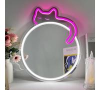 LED miroir néon robe chat Miroir/coeur lumineux/chauve - souris/papillon forme néon logo moderne fille salle de bain salon mur Art Déco cadeau