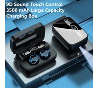 Led Mirror TWS Bluetooth Earphones 3500mAh Power Bank Charging Box Casque sans fil Stéréo Écouteurs Casques Mic amp; Lampe de poche-M9