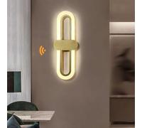 LED Moderne Applique Murale avec Detecteur de Mouvement Lampes Murales Interieur Luminaire Mural Acrylique Éclairage Luminaire Mural pour Chambre D'enfant Couloir Escalier (Doré,Lumière Blanche)