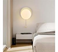 LED Moderne Applique Murale Décorative avec Tirette Interrupteur Lampe Murale G9 Douille avec Globe Abat-jour Éclairage Mural Métal Lumière Tricolore Réglable Luminaire Mural pour Salon (Blanc,Rond)