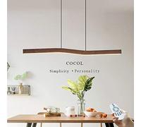 LED Moderne Salle à Manger Éclairage Dimmable avec Télécommande Suspension Bois 24W Acrylique Hauteur Réglable Salle à Manger Salon Plafonnier 113 Cm Energy Savi Confort Anniversaire