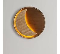 LED Mur LED, Halway Retro Halway Murce Éclairage intérieur Moon Japonais Forme de Lune Jaune Trvertiner Bois Massif Lampe Mur MURD MURD pour CHEPTADIE pour Le Soir Soir