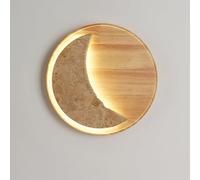 LED Mur LED, Halway Retro Halway Murce Éclairage intérieur Moon Japonais Forme de Lune Jaune Trvertiner Bois Massif Lampe Mur MURD MURD pour CHEPTADIE pour Le Soir Soir