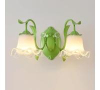 LED Mur LEIL, Glasse Mur GALCE Florie Verre Vire Vanité de Salle de Bain sur Le Miroir Double Mont de Coucher Lampe pour Les Filles pour Filles Salon/Vert / 2 lumières