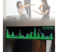 LED Music Spectrum Display, Audio Spectrum Analyzer, Colorful RGB Light Rhythm Analyzer, Switchable Digital Clock, Voice Control + Line Control, 36 Display Effects, for Home Entertainment and Parties