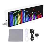 LED Music Spectrum Electronic Clock, Music Spectrum Display With 20 Dynamic Modes And 7 Brightness Levels And 2 Alarm Functions, RGB Light Rhythm Analyzer Clock For Musicians Home Studio Setup white