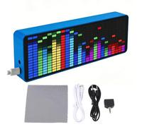 LED Music Spectrum Electronic Clock, Music Spectrum Display With 20 Dynamic Modes And 7 Brightness Levels And 2 Alarm Functions, RGB Light Rhythm Analyzer Clock For Musicians Home Studio Setup blue
