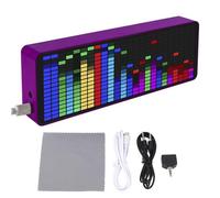 LED Music Spectrum Electronic Clock, Music Spectrum Display With 20 Dynamic Modes And 7 Brightness Levels And 2 Alarm Functions, RGB Light Rhythm Analyzer Clock For Musicians Home Studio Setup purple