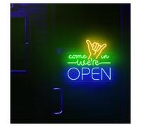 LED néon signe Enseigne Au Néon Come In We're Open Avec Luminosité Réglable, Idéale Pour La Décoration Murale D'un Restaurant Ou D'une Boutique, 46cmx50cm(C)