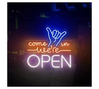LED néon signe Enseigne Au Néon Come In We're Open Avec Luminosité Réglable, Idéale Pour La Décoration Murale D'un Restaurant Ou D'une Boutique, 46cmx50cm(Ré)