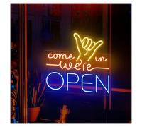 LED néon signe Enseigne Au Néon Come In We're Open Avec Luminosité Réglable, Idéale Pour La Décoration Murale D'un Restaurant Ou D'une Boutique, 46cmx50cm(UNE)