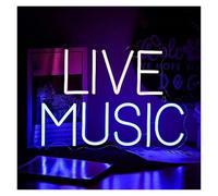 LED néon signe Enseigne Au Néon Live Music Lettre Lumineuse LED À Intensité Variable Pour Décoration Murale Alimenté Par USB Pour Studio Salle Bar Discothèque 40cm×28cm