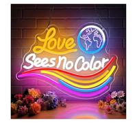 LED néon signe Enseigne Au Néon"Love Sees No Color"alimentée Par USB, Variable Pour Chambre, Dortoir, Mariage, À Coucher, Décoration De Lampe Salle Classe 38x24cm