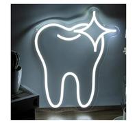 LED néon signe Enseigne Au Néon Pour Dents, Alimenté Par USB, Variable, Utilisé Pour Le Bureau Dentaire, Décor Artistique Mural, Signes Lumineux Pour Dentiste 32cmx37cm(Blanc)