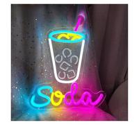 LED néon signe Enseigne Au Néon "Soda" Glace Froide Led Boisson Enseigne Au Néon Pour Club Magasin Supermarché Décoration Murale Signe De Lumière De Nuit 28.4cm×34cm