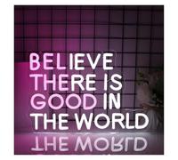 LED néon signe Enseigne Lumineuse Believe There Is Good In The World À Intensité Variable, Idéale Pour Un Salon, Une Chambre Ou Une Fête, Décoration 40cmx26.4cm