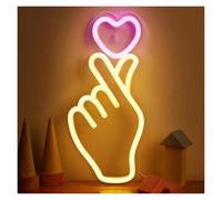 LED néon signe Enseigne Murale LED Au Néon Main + Cœur Pour Chambre À Coucher, Vacances, Anniversaires, Bars, Lampe Décorative 12cmx25cm