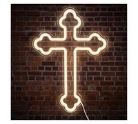 LED néon signe Jésus Croix Néon Signe LUMIÈRE LED Luminosité Réglable Décoration Murale Lampe Suspendue USB Pour La Maison Chambre Chambre Fête 40cm×28cm