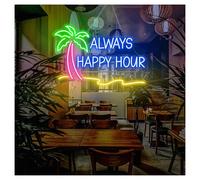 LED néon signe Lampe Néon Always Happy Hour Pour Studio, Maison, Bar, Décoration Murale Personnalisée Avec Variateur D'intensité 35cmx55cm(Ré)