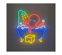 LED néon signe Lampes Néon Pieuvre Dans La Baignoire, Pour Décoration De Salle De Bain, Chambres D'enfants, Affichage D'art Mural Sur Le Thème De L'océan, 60cm(Style 2)