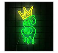 LED néon signe Néons Couronne Et Argent, Adaptés Aux Salles De Jeux, Décoration D'hôtels, Enseigne Au Néon À Intensité Variable 21cm×42.5cm