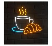 LED néon signe Panneau Lumineux Néon À Intensité Variable Pour Boulangerie, Croissant, Café, Fête, Décoration Murale, Lampe Illuminée, 45cm