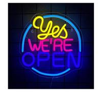 LED néon signe Yes We're Open Enseigne Au Néon Pour Café Boulangerie Restaurant Supermarché Magasin De Détail Décoration Murale Lampe 36cmx36.5cm/14.17inx14.37in