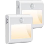 Led Night Light Battery [Pack Of 2] With Motion Sensor, Auto/On/Off, Child 4000K Natural White, Adhesive Cupboard Lamp For Hallway, Stairs, Kitchen, Wardrobe, (Ld064-Wh)