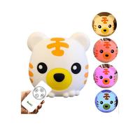 LED Night Light for Kids, Cute Animal Tiger Silicone Night Lamp (Remote Control)