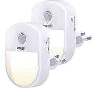 Led Night Light [Pack Of 2], Usber Night Light With Motion Sensor, 3 Modes (Auto/On/Off), Child Night Light Socket For Baby Bedroom, Living Room, Hallway, Acrylonitrile Butadiene Styrene, White