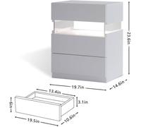LED Nightstands 3 Drawer Dresser for Bedroom End Table with Acrylic Board LED Bedside Tables for Bedroom Living Room Bedside Furni