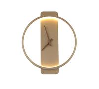 Led Nordique Horloge Applique Murale,Créatif Lampes En Pourme D'horloge,Pour Salon Salle à Manger Horloge De Chevet Applique Murale,Moderne Concis Lampe De Chevet De Chambre à Couc-Rond d’or 30*35cm