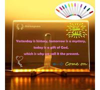 LED Note Board avec des couleurs 12 couleurs éclairé acrylique tableau à dessin - éclairage nocturne à effacer à sec avec support pour la maison/bureau/cadeau/festival