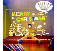 LED Note Board with Colors - Lighted Acrylic Dry Erase Board with 7 Pens, Illuminated Acrylic Sticky Note Board with Colors Notepad,Acrylic Message Board, Light up Dry Erase Board with Stand (S)