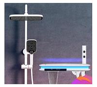 LED numérique bain douche ensemble salle de bain chaud froid mélangeur système de douche baignoire murale pluie bain robinet thermostatique atmosphère lampe robinet(JPD204 Thermostatic)