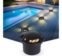 LED Paysage Lumières Extérieure Lumière Souterraine IP66 Étanche 4 Faces Lueur Rond Éclairage De Platelage pour Allée, Patio, Étape, Lumières De Jardin, AC85-265V(Blue,3W)