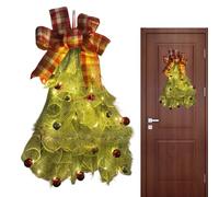 LED Pine Garland Door Swag - Christmas Decoration, Holiday Centerpiece Accent With Pine Branches And Decorative Bow | Illuminated Festive Swag For Indoor Outdoor Mantel Porch Kitchen Window Fireplace