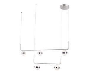 LED Plafond Pendule Lampe Suspendue Luminaire Métal Nickel Mat Chrome Opale Salon