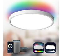 LED Plafonnier, Dimmable 24W Intelligent Lampe Plafond RGB Compatible avec Alexa et Google, avec Telecommande APP Dimmable,avec 16 millions de couleurs DIY,pour chambre à coucher, salon (Blanc)