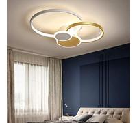 LED Plafonnier Dimmable Salon Lustre Lampe Moderne Salon Plafonniers Avec Télécommande Abat-Jour Acrylique Couleur/Luminosité Réglable Lampe Chambre Éclairage Restaurant,D'or,ø58cm/42W