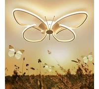 LED Plafonnier Enfant Fille Garçon Chambre Lumière Suspension, Papillon Design Acrylique abat-jour Deco Plafond Luminaire pour Restaurant Salon Cuisine Couloir Lamp Blanc Chaud 3000K, 38*W28cm