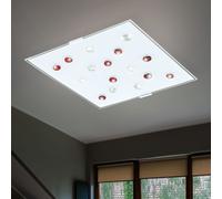 Plafonnier LED de haute qualité pierres de verre rouge blanc clair lampe d'éclairage satiné Eglo 93418