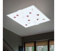 Plafonnier LED de haute qualité pierres de verre rouge blanc clair lampe d'éclairage satiné Eglo 93418