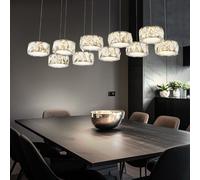 LED plafonnier pendule lampe suspendue chrome luminaire cristaux de verre spots éclairage