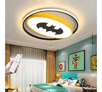 LED Plafonnier Pour Enfants Creative Batman Enfants Lampe de Plafond Dimmable Avec Télécommande Ultra Mince Acrylique Bande Dessinée Lampe Pour Enfants Chambre Salon Lustre Décorative Jaune,40cm38W
