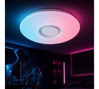 LED Plafonniers Starlight avec haut-parleur Bluetooth Compatible avec Alexa et Google Home 36W Ø40cm Plafond réglable Blanc Chaud/Froid, Abat-jour étoilé de lumière pour enfants Chambre des étudiants