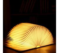 LED Pliable Lumière De Livre Bois Magnétique Veilleuse USB Rechargeable Lampe De Table/de Bureau Lumière D'ambiance Pour Table De Chevet étagère De Livre,Red Walnut+3 Color Temperature-21.5*17*2.5cm