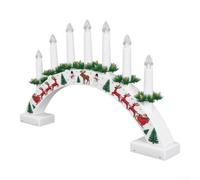 LED pour pont en bois Arc électrique 22 cm Fonctionne avec piles Blanc | Pont en bois de 39 cm de haut, finition détaillée, placement sans fil, sans danger pour les enfants, intérieur