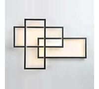 LED Rectangle Applique Murale Montage Encastré Applique Lumière Moderne Aluminium Luminaire pour Salle De Séjour Chambre à Coucher Couloir Allée,Black+SteplessDimming(withRemoteControl)-101 * 68cm